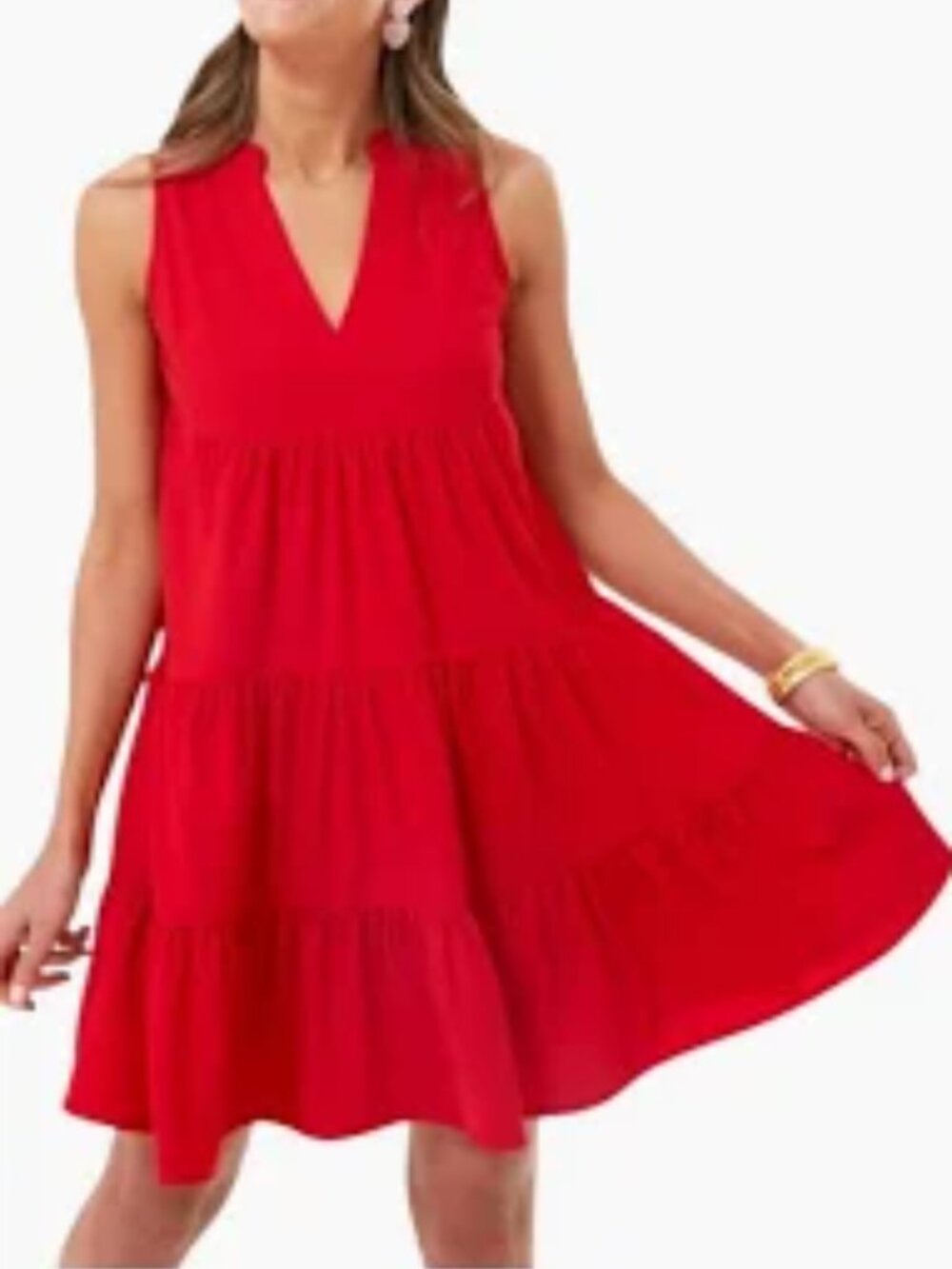 Tuckernuck Pomander Place Kenzo Dress | Red Crepe Sleeveless Tiered Dress | NWT